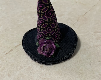 DOLLSHOUSE  1/12th scale Witches hat, purple black and gold
