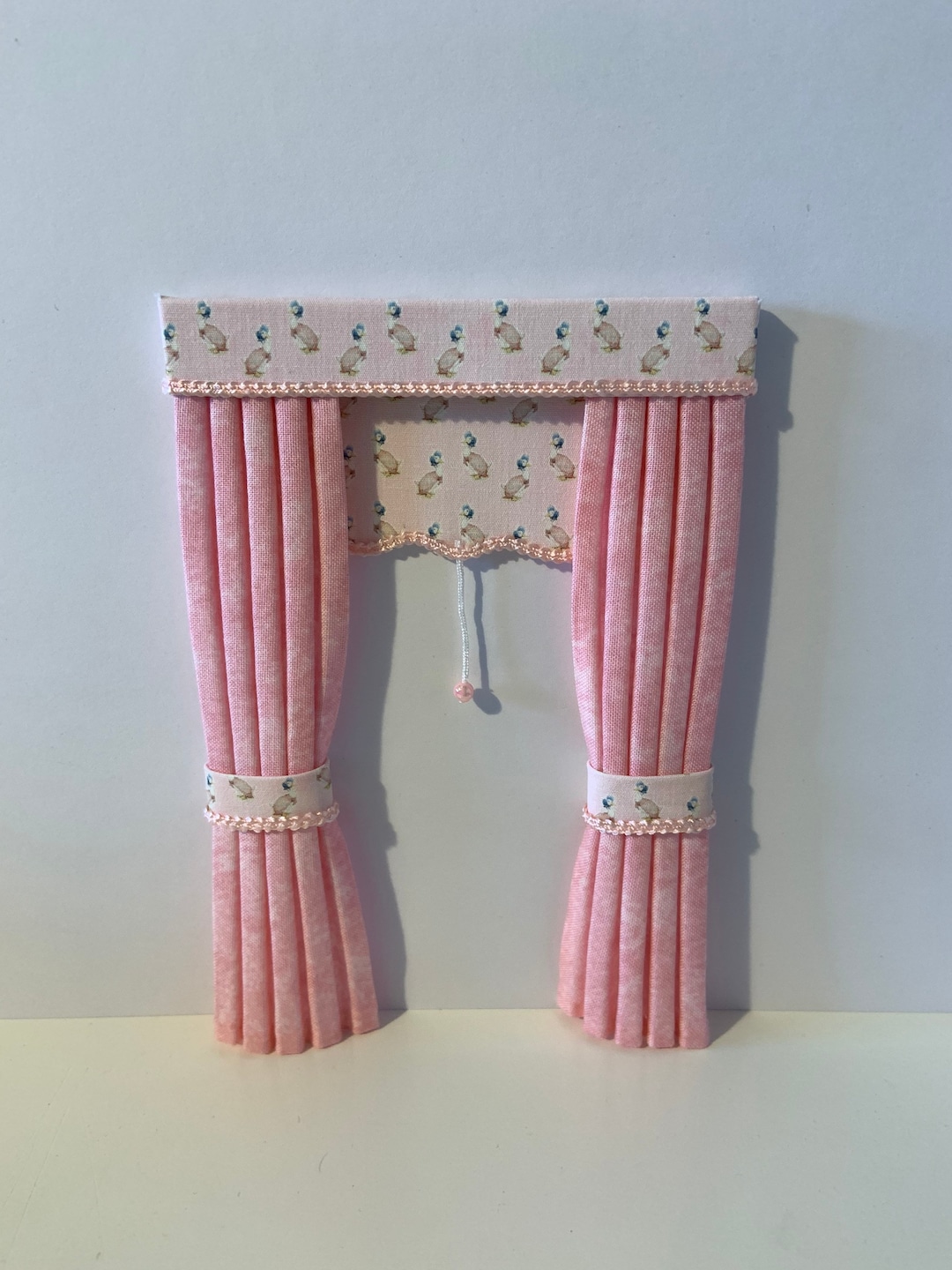 Dolls House 1/12th Scale Nursery Curtains, With Mock Blind, Made to