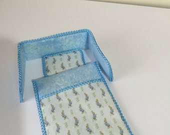 Dolls house 1/12th scale cot bedding set cute rabbit