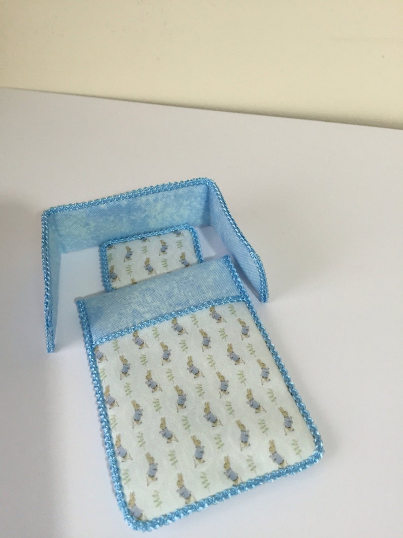 Dolls House 1/12th Scale Cot Bedding Set Cute Rabbit Etsy