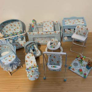 DOLLS HOUSE 1/12th scale modern dolls house nursery items in cute blue bear