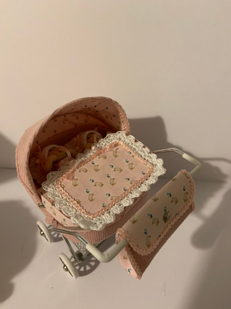 TWIN DOLLS HOUSE 1/2th Scale Pram/ Stroller and Babies Pink Etsy UK