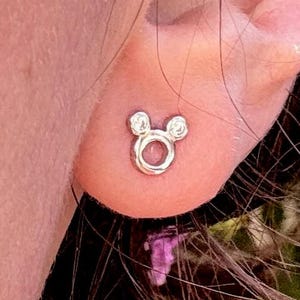 Gift for Child Mouse Stud Earrings, Hypoallergenic 925 Sterling Silver Earrings, Tiny CZ Studs for Kids, Cute Jewelry Gift for Girl