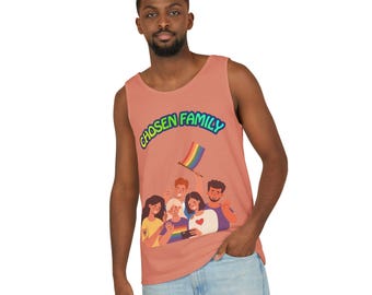 Camiseta sin mangas unisex con ilustración LGBTQ de la familia elegida, orgullo arcoíris /