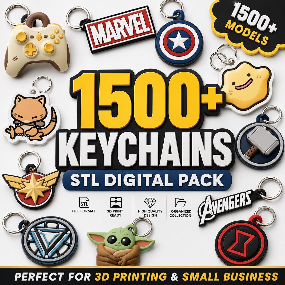 Sml Keychains 1500+ Keychain STL Bundle, Keychain STL Files Pack, 3D Printable ...
