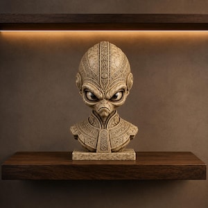 Ancient Alien Bust STL & 3MF Files, Extraterrestrial Statue, Sci-Fi Decor, Alien Sculpture, 3D Print Digital Download Gift