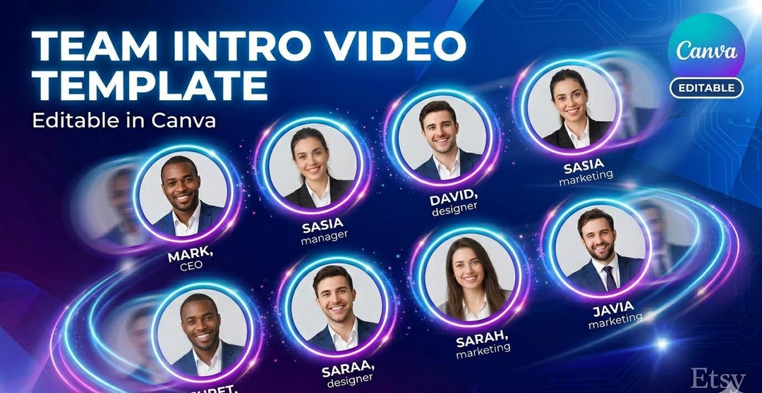 Team Intro Video Template for Canva | Rotating Circle Photo Animation ...