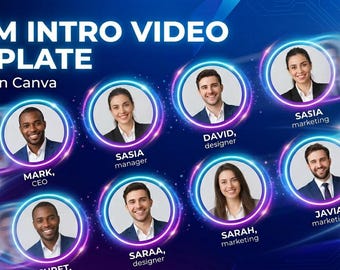 Team Intro Video Vorlage für Canva | Rotierender Kreis Fotoanimation | 8 Team Mitglied Diashow | Modernes Business Intro Ree