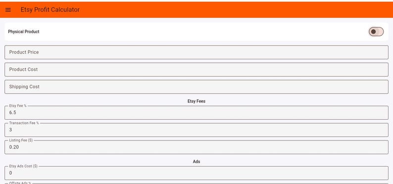 Etsy Profit Rechner Flutter App Quellcode | Etsy Gebührenrechner | Digital & Physisches Produkt Profit Tool | Android Studio Projekt Bild 6
