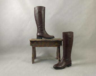 Men's Dark Brown Leather Knee High Riding Boots – Handmade Genuine Leather Footwear