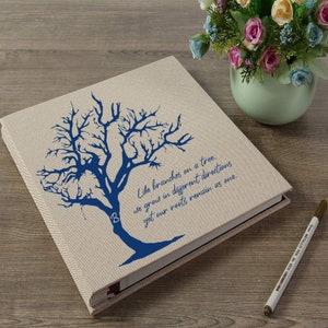 Personalized Family Tree Gift Linen Self Adhesive Photo Album Coffee Table Book & Scrapbook Choice of Colors and Sizes