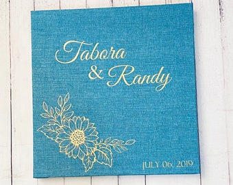 Wedding Custom Photo Album Linen Self Adhesive Personalized Gift Album Scrapbook - Choice of Colors and Sizes!