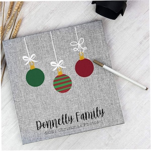 Album photo de famille de Noël en lin auto-adhésif personnalisé Scrapbooking personnalisé - Couleurs et tailles au choix !