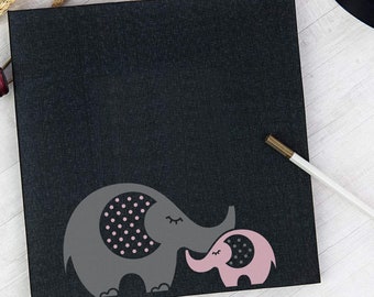 Elephant Baby Book Custom Photo Album Personalized Linen Self Adhesive Scrapbook - Choice of Colors and Sizes 21