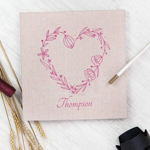 Floral Photo Album Linen Self Adhesive Personalized Gift Wedding Album Scrapbook - Choice of Colors and Sizes!