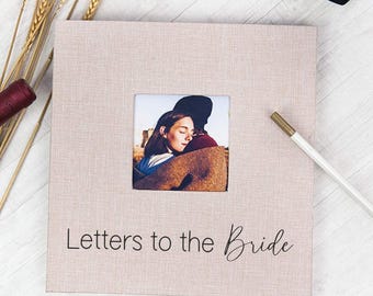 Personalized Linen Photo Album - Letters to Bride Scrapbook, Self Adhesive