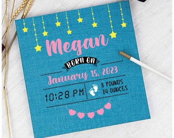 Personalized Baby Scrapbook – Linen Photo Album, Self Adhesive Pages