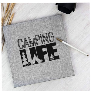 Camping Life Photo Album Camp Gift Linen Self Adhesive Scrapbook - Choice of Colors and Sizes!