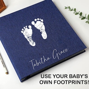 Baby Scrapbook Book Stats Photo Album - Custom Personalized Self Adhesive Scrapbook - Birth Stats Memory Book Choice of Colors and Sizes