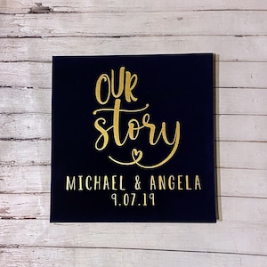 Our Story Photo Album Personalized Linen Self Adhesive Scrapbook Choice of Colors and Sizes