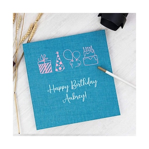 Custom Photo Album Birthday Scrapbook Baby Book Memory Album Photo Album Personalized Linen Self Adhesive - Choice of Colors and Sizes 124