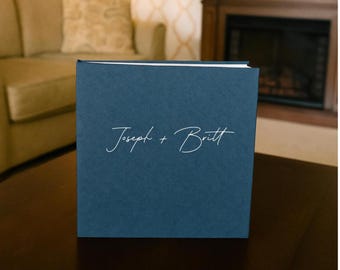 Personalized Linen Photo Album, Wedding Guestbook, Self Adhesive Pages
