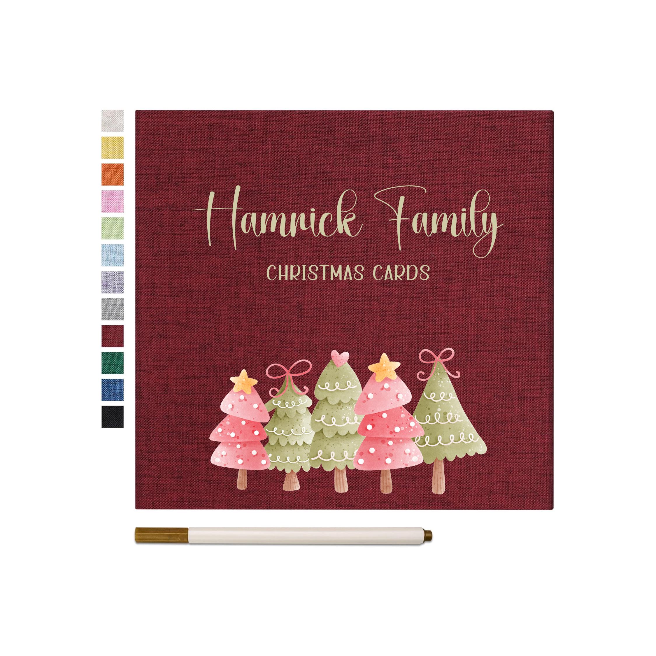 Custom Photo Album Scrapbook Christmas Cards Holiday Album Personalized Linen Self Adhesive Scrapbook Christmas Book 200