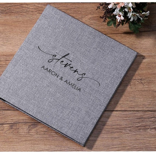 Custom Photo Album Linen Self Adhesive Personalized Gift Wedding Album Scrapbook - Choice of Colors and Sizes!