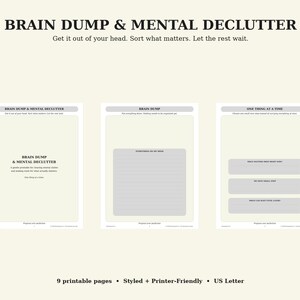 Brainstorming-Vorlage zum Ausdrucken | Tagebuch zur mentalen Entrümpelung | Brainstorming-Arbeitsblatt | Achtsamkeitsplaner | Mentaler Neustart | Digitaler Download