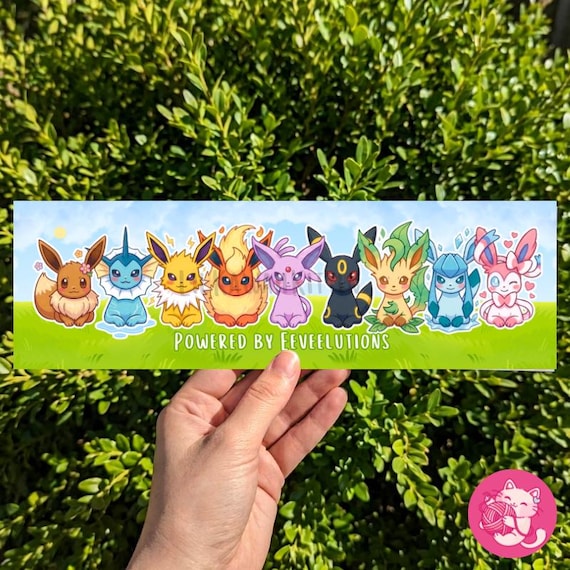 Powered By Eeveelutions Cute Car Sticker or Magnet Matte Vinyl Bumper Magnet, All-Weather Durable, Multi-Purpose Fridge and Car Decor