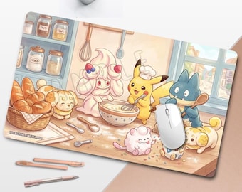 Baking Friends Inspired Desk Mat - Large (24" x 14") Full Print Gaming Mouse Pad No Border Large Table Rug Playmat Non-Slip Rubber Base