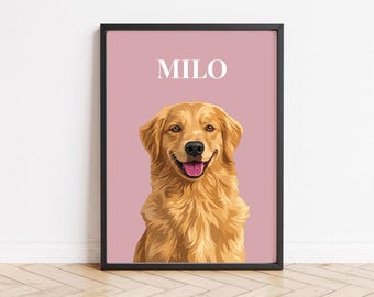Ritratti personalizzati di animali domestici utilizzando foto di animali domestici Ritratti digitali personalizzati di cani Ritratti di gatti Ritratti di cani personalizzati Arte personalizzata di animali domestici Disegno di animali domestici Poster