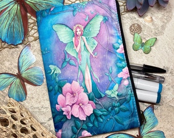 Luna Moth Fairy Bag, Zipper Pencil Case, Womens Cosmetic Bag, Girls Zipper Pouch, Art Supply Storage, Small Pouch Makeup Bag Faerie Fae