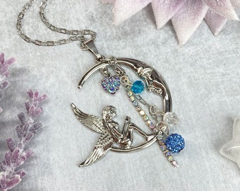 Moon Fairy Necklace, Fairy Jewelry, Fairycore, Moon Necklace, Fantasy Jewelry, Witchy Jewelry, Goblincore Faerie Boho Hippie Necklace Fae