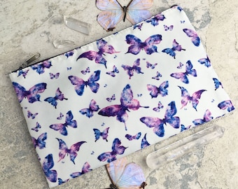 Butterfly Makeup Bag, Butterflies Pencil Bag, Small Travel Zipper Bag, Girls Marker Pencil Case, Fairy Pouch Butterfly Bag Cottagecore Art