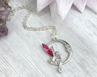 Collier fée cristal, bijoux féeriques, bijoux fantaisie fairycore, collier cottagecore, cadeau d'anniversaire kawaii, elfe des fées et des fées gobelin