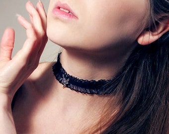 Black Lace Choker, Fairy Necklace, Lolita Choker Necklace, Goth Gothic Choker, Victorian Collar Black Choker Cottagecore Halloween Costume