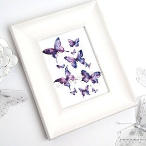 Purple Butterfly Art, Watercolor Butterfly Painting. Wall Butterfly Decoration, Butterfly Print Butterflies Artwork Sarah Alden image 3