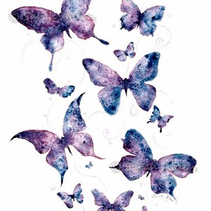 Purple Butterfly Art, Watercolor Butterfly Painting. Wall Butterfly Decoration, Butterfly Print Butterflies Artwork Sarah Alden zdjęcie 2
