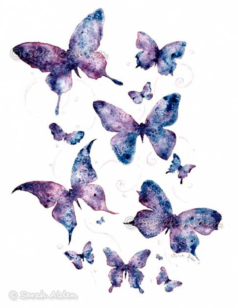 Purple Butterfly Art Watercolor Butterfly Painting. Wall Etsy