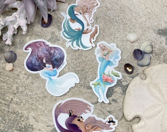 Mermaid Sticker Pack, Mermaid Vinyl Stickers Little Mermaid Art, Mermaid Decal Set, Mermaid Planner Stickers, Sticker Lover, Tumbler Decal