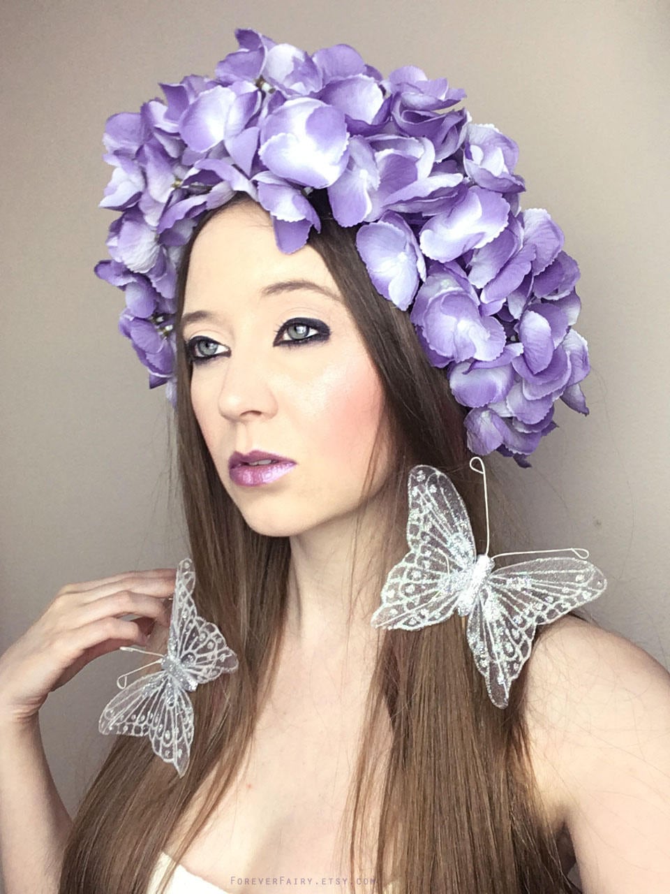 Purple Flower Crown Adult Floral Crown Woodland Butterfly Etsy