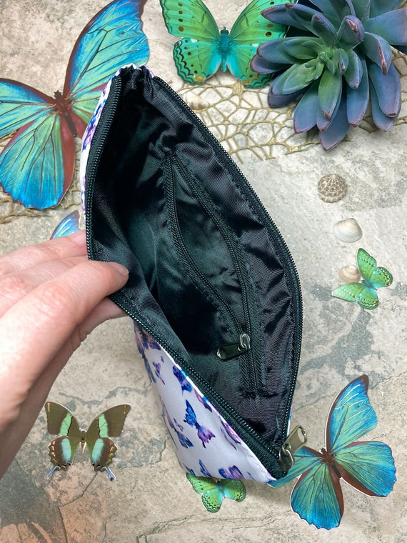 Butterfly Makeup Bag, Butterflies Pencil Bag, Small Travel Zipper Bag,  Girls Marker Pencil Case, Fairy Pouch Butterfly Bag Cottagecore Art 