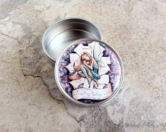 Tooth Fairy Stash Tin, Travel Pill Case, Small Candy Mint Tin, Baby Teeth Keepsake, Party Favor for Girls Easter Gift, Fairy Gift, Fairy Art