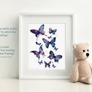 Purple Butterfly Art, Watercolor Butterfly Painting. Wall Butterfly Decoration, Butterfly Print Butterflies Artwork Sarah Alden image 7