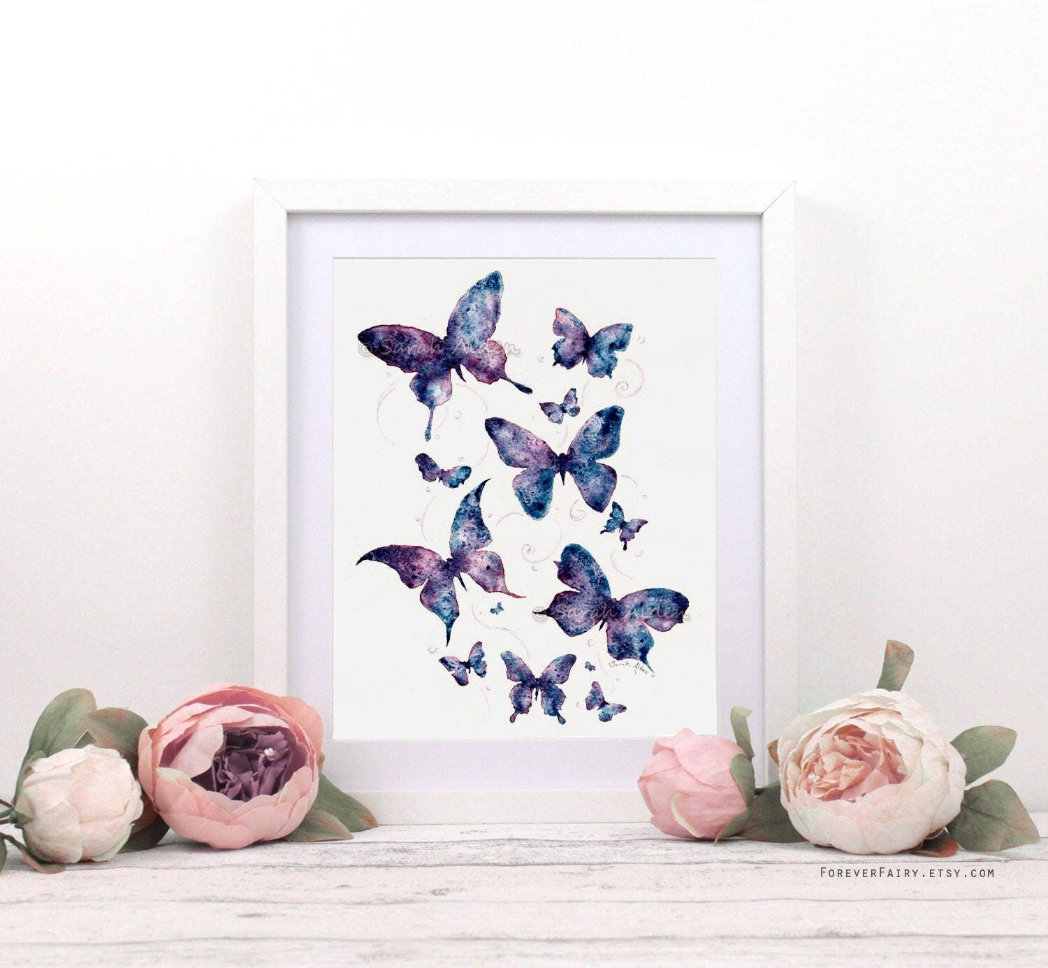 Purple Butterfly Art, Watercolor Butterfly Painting. Wall Butterfly  Decoration, Butterfly Print Butterflies Artwork Sarah Alden - Etsy Norway
