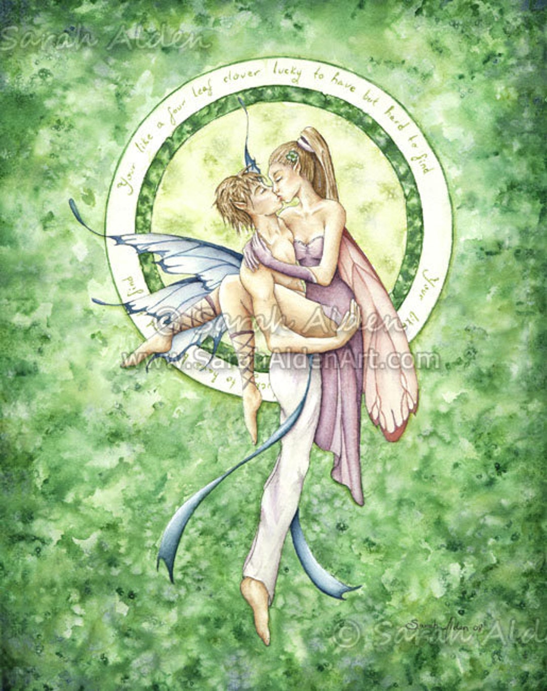 Fantasy Fairy Art, Lovers Painting, Fairy Couple Art, Kissing Fairy ...