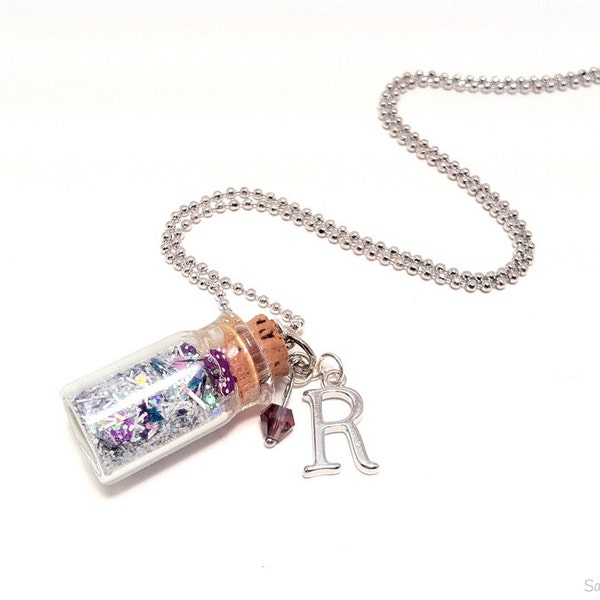 Pixie Dust Glitter Necklace, Unicorn Necklace, Unicorn Dust, Bottle Pendant, Girls Christmas Gift, Pony Rarity Necklace