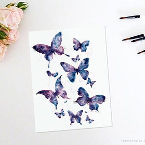 Purple Butterfly Art, Watercolor Butterfly Painting. Wall Butterfly Decoration, Butterfly Print Butterflies Artwork Sarah Alden image 5