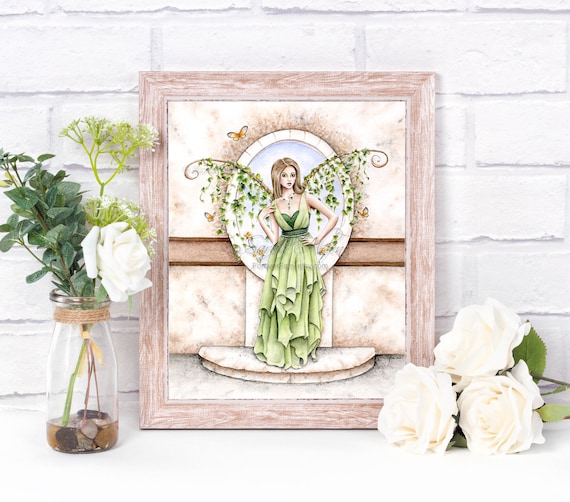 Ivy Garden Fairy Art Print, Fantasy Fairy Painting, Faerie Gift, Fae Fantasy Art, Fairytale Fairies Cute Garden Decor Fairycore- Sarah Alden